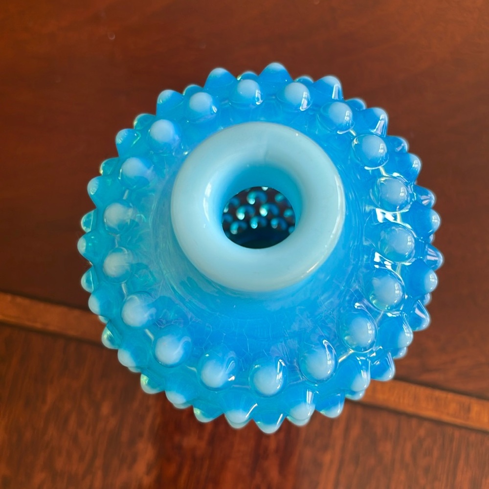 Fenton Blue Opalescent Hobnail Glass cologne Bottle - Picture 7 of 10